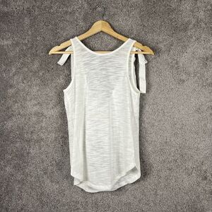Chaser Shirt Womens Small White Sleeveless Scoop Neck Linen Tie Accent Linen Top